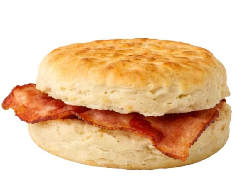 Biscuit with Bacon price $2.59 with 355 calories warm biscuit with crispy bacon