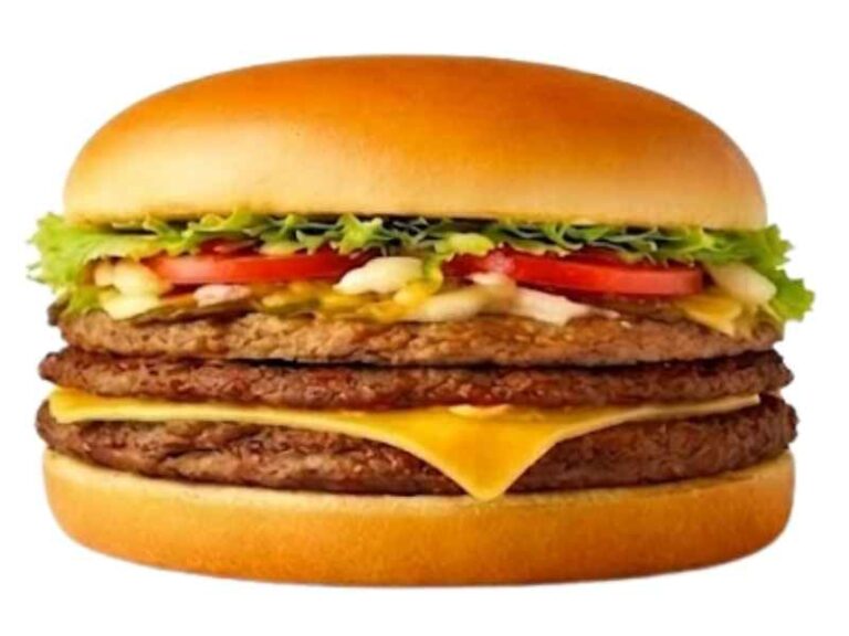 Double Meat Whataburger with two beef patties lettuce tomatoes pickles onions mustard on a toasted bun