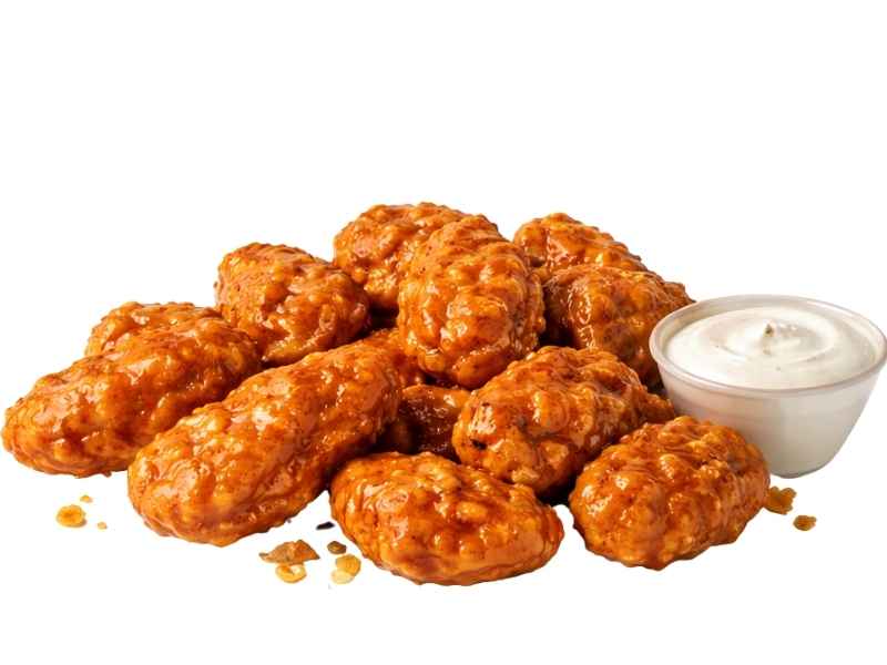 WhataWings 9 piece price $8.99 with 570 calories crispy chicken wings