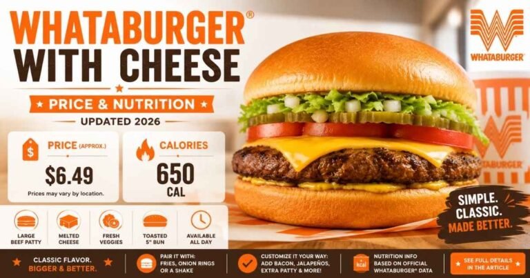 Whataburger with Cheese burger featuring a beef patty, melted cheese, lettuce, tomato, pickles, onions, and a toasted bun.